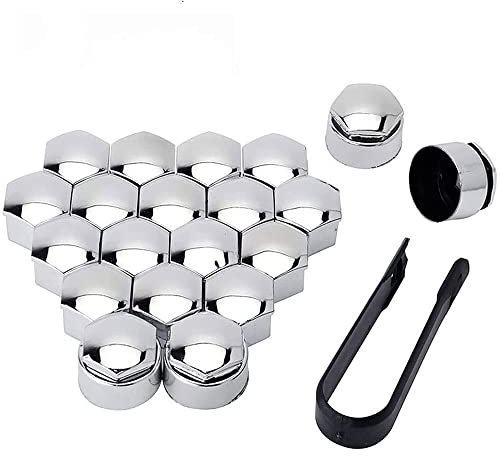 HOMAKS 20 Pièces Cache Ecrou pour Citroen C4 Grand Xsara Picasso, Roue Hexagonal Protection Couvercle Voitures Jante Boulon Capuchons,C/Silver-A/17mm
