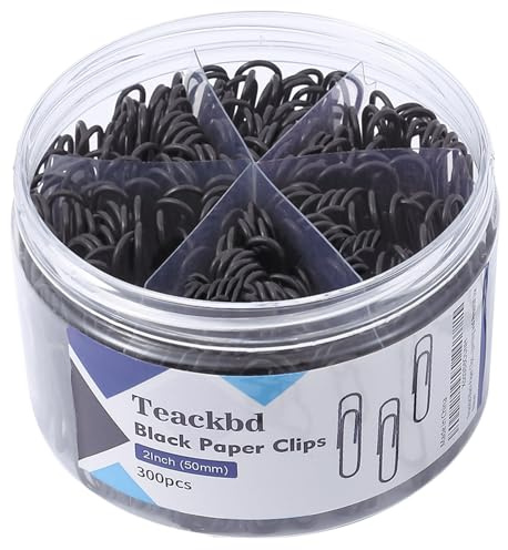 Große Büroklammern, 5,1 cm, Jumbo-Büroklammern, ideal für Bürobedarf, Schule, Schwarz, 300 Stück