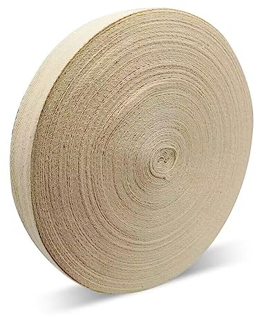 Biais de Couture en Coton 10mm 50m Biais de Coton Blanc Naturel Ruban de Biais Doux en Cotonsergé Rouleau de Ruban en Coton pour Vêtements de Bricolage Couture
