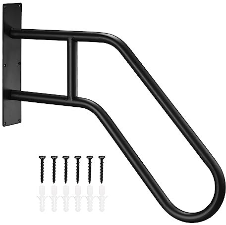 sourcing map Main courante murale pour marches extérieures, main courante pour 1 à 3 escaliers, rampes d'escalier en forme de U (66 cm de long, 47 cm de hauteur) pour jardin, garage, porche, marches