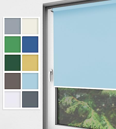 Home-Vision® Rollo Klemmfix, ohne Bohren, Fensterrollo mit Seitenzug, einfache Montage ohne Werkzeug, Moderne Fensterdeko(Nebbia Hellblau, B40cm x H150cm)