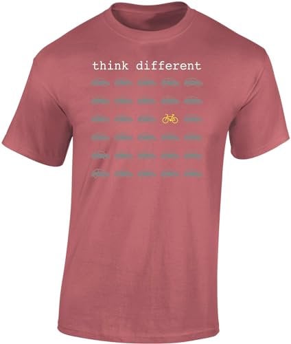 Baddery Fahrrad T-Shirt Herren : Think Different - E-Bike Rennrad Zubehör (Ancient Pink M)