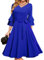 DRESSTELLS Damen Hochzeitsgastkleid Flare Ärmelkleid Bevölkerung Cocktailkleider für Frauen Vintage Kleider für Frauen Schöne und Elegante Royal Blue XL