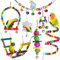Jortmrd 7 Stück Vogelspielzeug Vogelkäfig Spielzeug Papageienspielzeug Vogel Spielzeug Wellensittiche Kauspielzeug Bunte Glocke Holzleiter Vogelschaukel Sitzplatz für Sittiche Nymphensittich