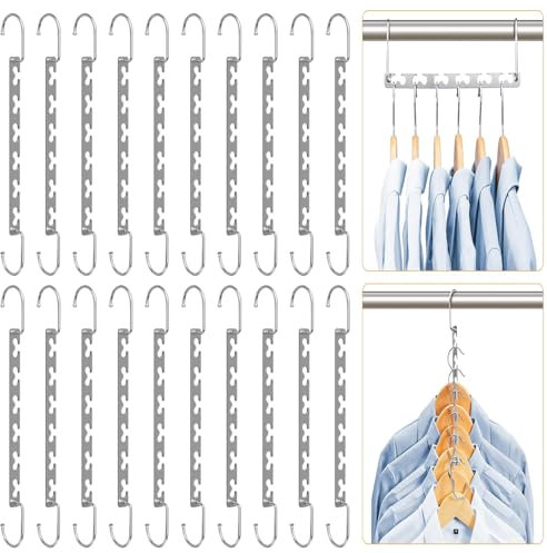 Cycleacc Kleiderbügel Platzsparend, Metall Magische rutschfeste Kleiderbügel, Schrank Organizer Multipurpose Clothes Hanger für Hosen Hemden Jeans (20 Stück)