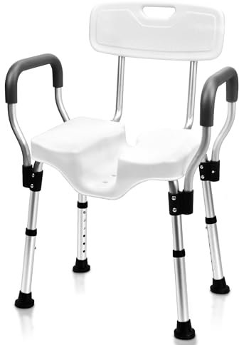 Sangohe Shower Chair - Shower Chair for Inside Shower - U-Shape Seat Heavy Duty Shower Chair - Shower Chair with Arms for Handicap - Wide Shower Seats for Elderly - Shower Chair for Bathtub, 796E