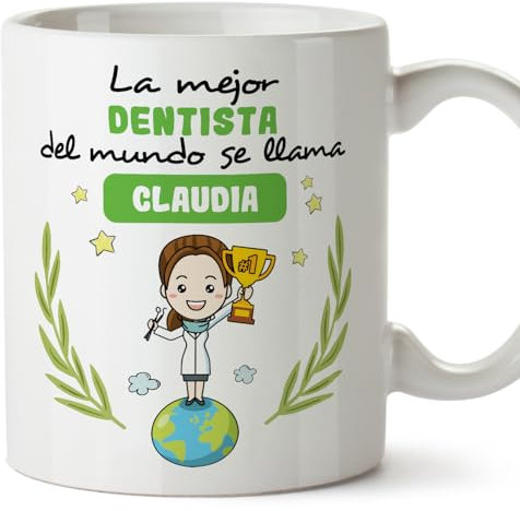 MUGFFINS Tazas Personalizadas para DENTISTA mujer - En Español - Eres Mejor del Mundo - 11 oz / 330 ml - Regalo Personalizable original y divertido