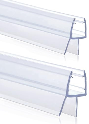 Jinxi Home Shower Door Bottom Seal Strips H-Type 2PCS, 36 Inch Long Clear PVC Seal Strips for 1/4(6mm) Thick Frameless Glass Door, to Stop Water Leakage