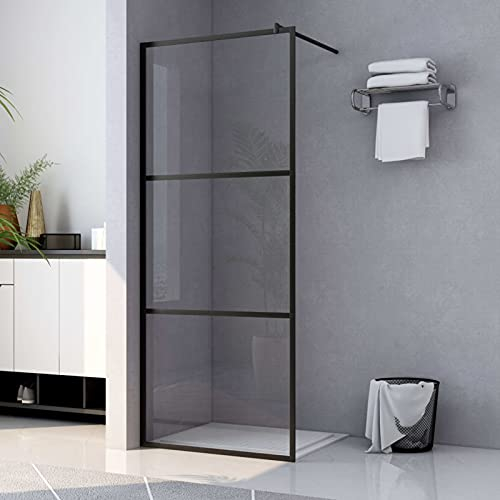 JUNZAI Paroi de Douche à l'italienne à Verre ESG Noir 80x195 cm,Vitre Baignoire Salle De Bain,Pare-Baignoire