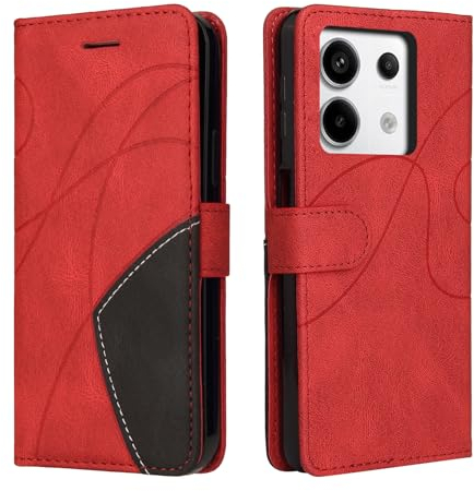 CXTCASE Custodia Xiaomi Redmi Note 13 Pro 5G, Flip Wallet Case, Cover per Redmi Note 13 Pro 5G, Protettiva Caso in PU Pelle Portafoglio Custodia con Magnetica a Scatto per Redmi Note 13 Pro 5G, Rosso