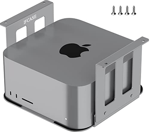 JEMACHE Aluminum Under Desk Mount for Mac Studio M4 M3 M2 M1 Max/Ultra with Anti-Scratch Pad (Silver)