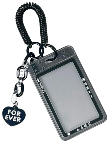 OUBFUUY Kpop Photocard Holder SchlüsselanhängerKamera Stil PC Holder Kpop ID Abzeichen SchlüsselanhängerSchlüsselanhängerSchlüsselanhängerSchlüsselanhängerHardgehäuse-Schutzfoto (schwarz)