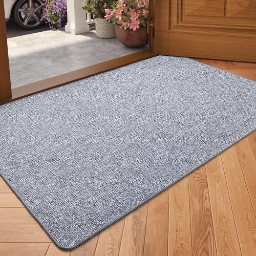 COLOR&GEOMETRY Thin Door Mats Indoor 81x122 cm, (Rolled-up NO Creases), Non Slip Rubber Backed Front Door Mat Rugs for Entryway Low-Profile Doormats Inside Entry Mat Easy Clean, Grey