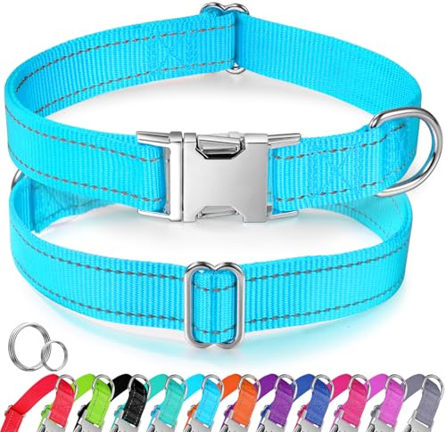 Personalisiertes Hundehalsband, Reflektierendes Nylon-Hundehalsband für Große Hunde mit Namen und Telefonnummer, Langlebiges, Lasergraviertes Individuelles Haustierhalsband
