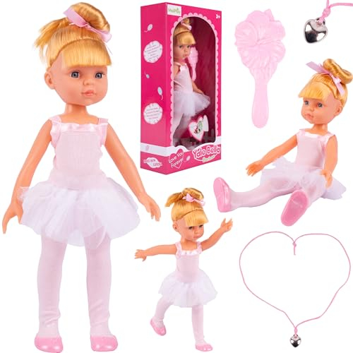 MalPlay Babypuppe Darlene Blonde Ballerina 34cm Spielpuppe Bürste und Halskette ab 3 Jahren Vorschulgeschenk