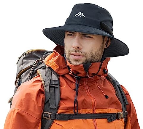 Comhats Wasserdichter Bucket Hat für kleine Köpfe, Outdoor-Hut zum Wandern, Golfen, Safari, Angeln, Wandern - Regenhüte - UPF 50+ Sonnenhut verstellbar, faltbar, Winddicht XXL Marineblau