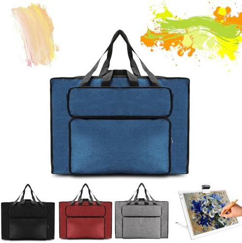 MeYuxg Zeichentasche A3, wasserdichte Kunsttasche, Künstlermappe Handtasche, Skizzenblock Zeichenblock a3 Tragetasche für Kunstbedarf Lagerung und Reisen (Blau)