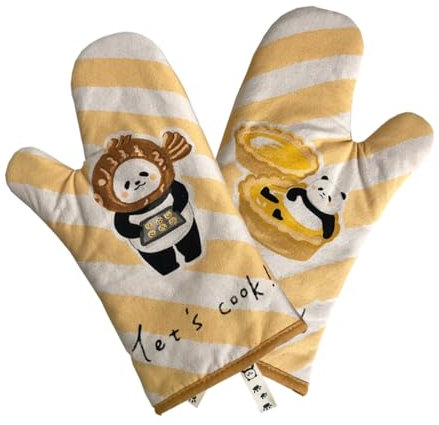 Cabilock Hitzebeständige Ofenhandschuhe Aus Baumwolle Praktische Backhandschuhe Mit Cartoon-Muster Für Grillen Und Backen Für Männer Und Frauen Mit Aufhängeloch Vielseitig Einsetzbar