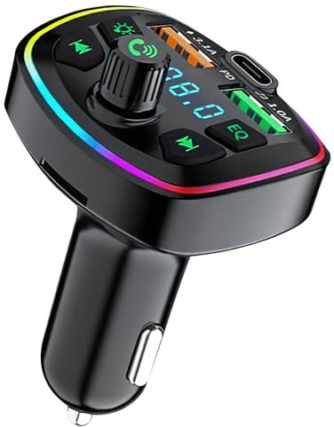 Car FM Bluetooth Transmitter Bluetooth 5.3 Radio Transmitter with 2 USB Ports Fast Charging Car Wireless Radio Lossless Music Adapter Hands-Free Calling with Ambient Light Support U Disk