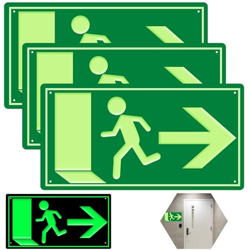 Panneau de sortie de secours lumineux, 3 pièces Panneau de sortie de secours, Panneau d'issue de secours lumineux 300x150mm, Panneau d'issue de secours pour panneau d'information(droite)