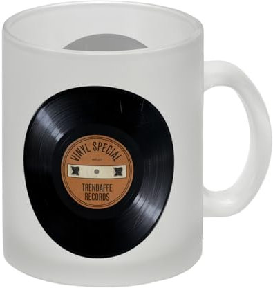 Schallplatten Vinyl Special Glas Tasse Stilvolles Design für Musikliebhaber Retro-Label von Trendaffe für Records-Fans