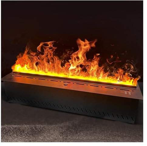 BGFYUSF Elektrischer Kamin Kamin 47/59 Zoll Kamin Eingebetteter， geräuscharmer elektrischer Kamin Lebensechter Flammeneffekt mit Fernbedienung， Metallplatte，，One Color-120cm