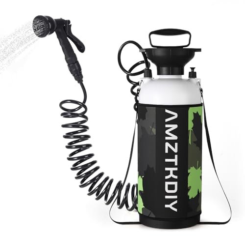 AMZTKDIY Réservoir de douche de camping de 7,8 litres pour eau chaude et froide, avec tête de pulvérisation à 8 modes, pulvérisateur haute pression, douche portable pour camping, plage, camping-car