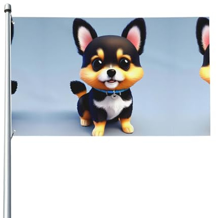 Card Love Fancy Puppy Outdoor dekorative Flagge (90 x 152 cm), langlebig, lichtecht, Flagge, Hochzeit, Hof, Outdoor, Jubiläumsflagge