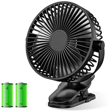 BORDEAG Mini Ventilateur Usb, 5000mah Ventilateur Portable, Ventilateur De Bureau Rechargeable, Mini Ventilateur À Pince Portable Mini Ventilateur De Bureau Pour Bureau/Maison/Camping - Noir