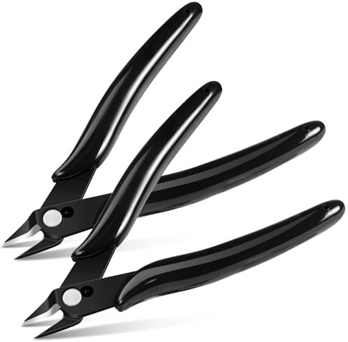 Ainiv Pinza da Taglio Diagonale, 2pz Pinze per Taglierine di Precisione, Pinza elettricista, Spellafili e Tagliafili, Multifunzionale Tronchesi a Filo per Artigianato Creazione Gioielli, Nero