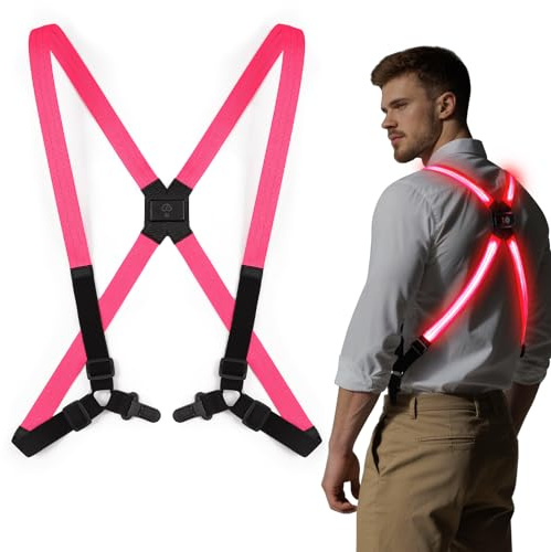 DQGHQME Leuchtende Herren-LED-Hosenträger,LED-Leucht-Hosenträger,für Musik Festival,Halloween-Kostümparty,Rave-Party,Weihnachten für neon party outfit disco outfit herren