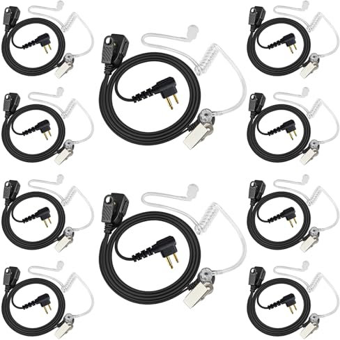 HYS Walkie Talkie Ohrhörer, verdeckter Luftschlauch, PTT mit Mikrofon, Sicherheits-Headset kompatibel mit Motorola CP040 DP1400 GP300 Funkgerät (10 Stück)