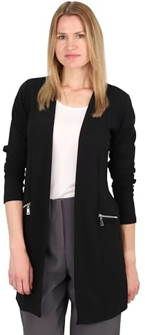 Malito - Damen Langarm Casual Blazer - offener eleganter Stretch-Blazer - weich & figurumspielend - Business Longblazer 6041 - (Schwarz L)