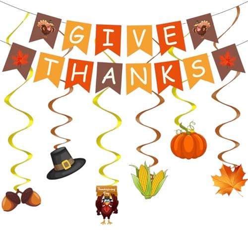 Thanksgiving-Banner-Spirale, Hängende Strudel & Herbst-Banner für Thanksgiving und Motto-Party, Dekoration Spirale Türkei Hängende, Herbst Deko