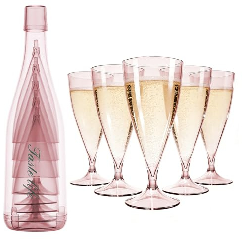 VINATO Sektgläser Set aus Kunststoff 5 Stück, Champagnergläser, Wiederverwendbare Sektgläser Kunststoff für Sektempfang, Hochzeit, Party, Camping