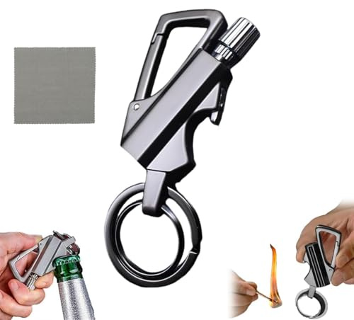 Permanent Match Infinity Lighter with Multitool Keychain, 3 in 1 Keychain Lighter, Waterproof Matches for Outdoor Survival, Men Gifts (Black)