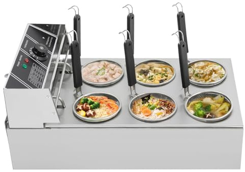 Machine à pâtes électrique 20 L 2000 W - Cuiseur à pâtes avec 6 paniers - Température réglable 60-200°C - Pour restaurants, stands de nourriture et cantines
