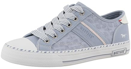 MUSTANG Damen Low-Top Sneaker, Frauen Halbschuhe,Strassenschuhe,Sportschuhe,Freizeitschuhe,Turnschuhe,Laufschuhe,schnürer,Blau,42 EU