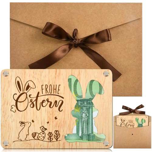 Ostern Geldgeschenke Verpackung, Wunscherfüller Geldgeschenk Ostern Geschenke Holz, Kleine Verpackung für Geldgeschenke mit Grußkarte, Osterkarte Geldkarte, Ostereier Geschenk Lustige