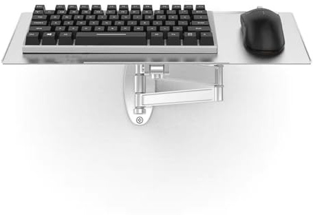 Wall-Mounted Keyboard Tray, Adjustable Angle Typing Platform with Tilt and Swivel, Holds Up to 8KG, 40cm Reach, Keyboard and Mouse Shelf for Office, Industrial Use(45cm)
