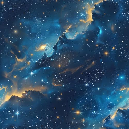 COKCOKR Papier peint autocollant motif galaxie bleu foncé, 45 x 600 cm, étoile dorée, ciel étoilé, décoration murale pour chambre à coucher, chambre d'enfant