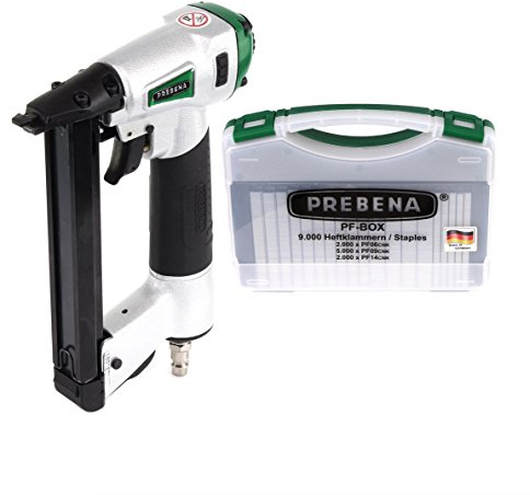 Prebena DNPF16 Luftdruck Druckluftnagler Drucklufttacker + PF-BOX Heftklammern 9.000 Stk
