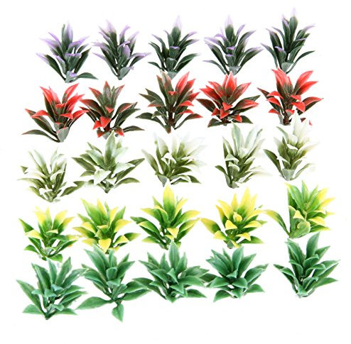 Yetaha 100Pcs Mixed Model Plants Colorful Flowering Plants Railway Park Garden Scene Architecture Scenery Ornament Scenery Railroad Layout Scene Decoration HO TT Scale Height 4cm