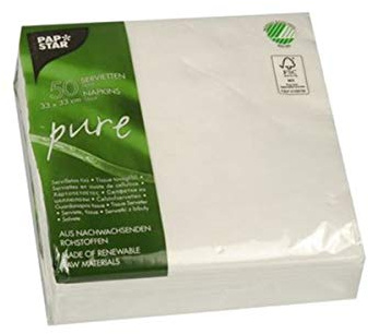 PAPSTAR Serviette pure 33x33cm 2-lagig weiss (50er Pack)