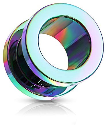 beyoutifulthings Ohr-Tunnel Regenbogen Ohr-Piercing Edelstahl Ohr-Schmuck Screw Fit Flesh Plug Schraub-Verschluss 2mm