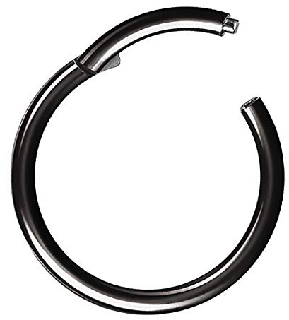 Piercing Ring Segmentring Clicker Scharnier Titan Septum Tragus Helix Ohr Nase Lippe Nasenring Nasenpiercing Lippenpiercing Dünn Schwarz 0,8mm x 8mm