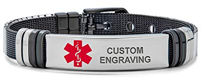 Bling Jewelry Personalisieren Sie Identifikation Name Tag Armband Handgelenk Band Gürtelschnalle Mesh-Armband Für Männer Frauen Silberton Edelstahl Einstellbar Brauch Gravur