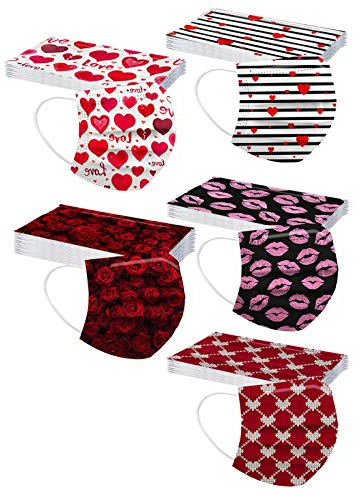 cinnamou 50 Stücke Einweg Erwachsene Mund und Nasenschutz, 3 lagig Mund-Nasen-Schutz,Bright Colors Exquisiter Druck Atmungsaktiv Halstuch Schals für Erwachsene