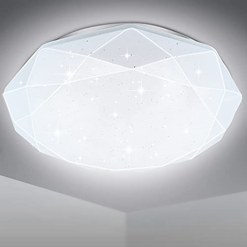 EXTRASTAR Lámpara de techo LED Panel LED UFO ultrafino redondo blanco 6500K 1900LM, Lámpara de techo para sala de estar Dormitorio Baño Cocina Pasillo y balcón 35cm 24W