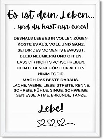Urhome Kunstdruck Definition Es ist dein Leben mit Bilderrahmen Weiß in DIN A4 - Worterklärung wie im Duden Lexikon Wandbild Wanddeko mit Spruch Rahmen für Wohnung Familie Freunde